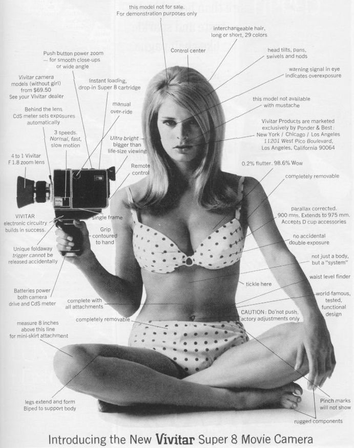 Playboy Werbung für VIVITAR Super 8 Filmkamera zum simplen Filmen