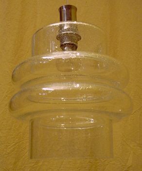 Pendelleuchte aus Luftblasen-geflltem Glas im Space / Atomic Age Design der 70er Jahre