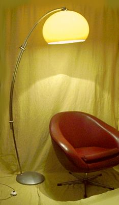höhenverstellbare Bogenlampe im Seventies Space / Atomic Age Design